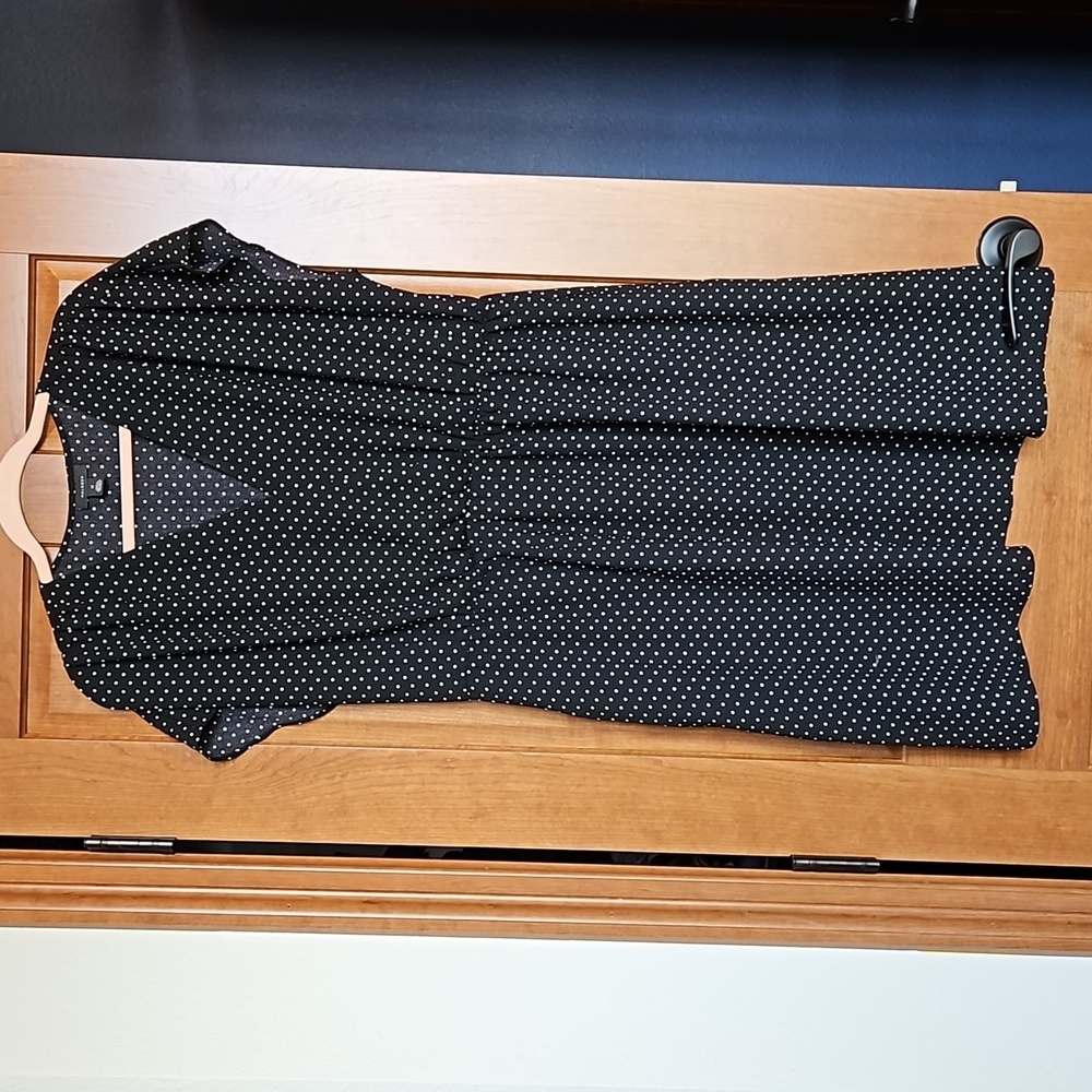 Halogen Black Polka Dot V-Neck Dress